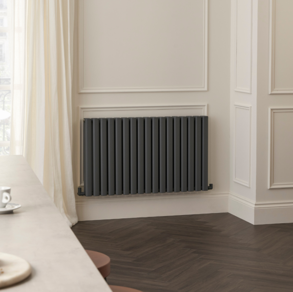 Dorney Double Horizontal Radiator in Anthracite - 600mm x 1012mm 128182 Towelrads Dorney Double Horizontal Radiator in Anthracite - 600mm x 1012mm 128182