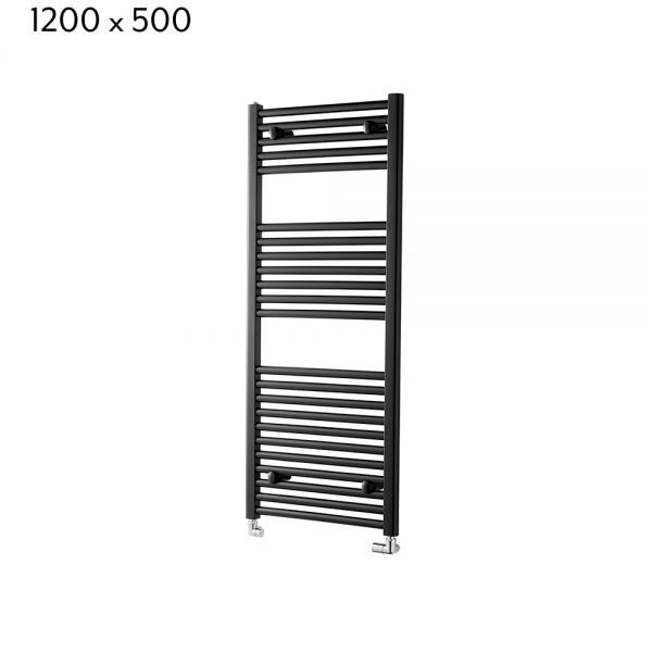 Towelrads Pisa Straight Towel Rail in Black - 1200mm x 500mm