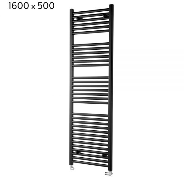 Towelrads Pisa Straight Towel Rail in Black - 1600mm x 500mm