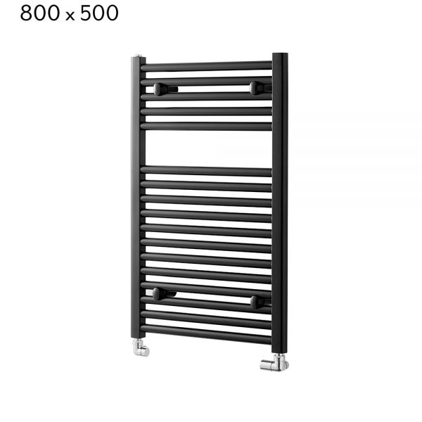 Towelrads Pisa Straight Towel Rail in Black - 800mm x 500mm