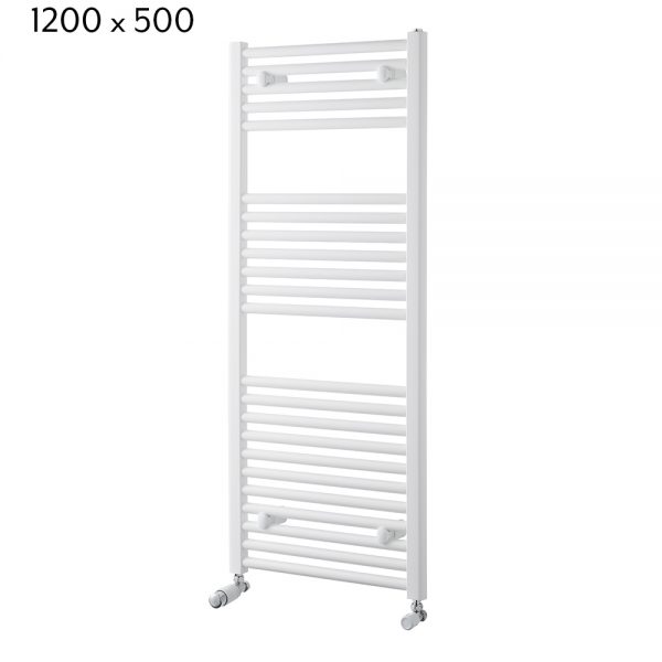Towelrads Pisa straight White Towel Rail - 1200mm x 500mm