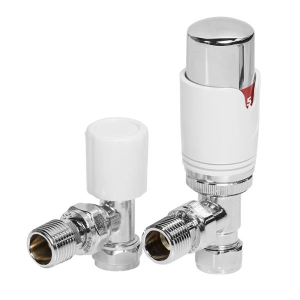 Towelrads TRV angled valve and lockshield white - 125007