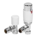 Towelrads TRV angled valve and lockshield white - 125007