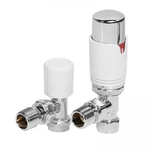 Towelrads TRV angled valve and lockshield white - 125007