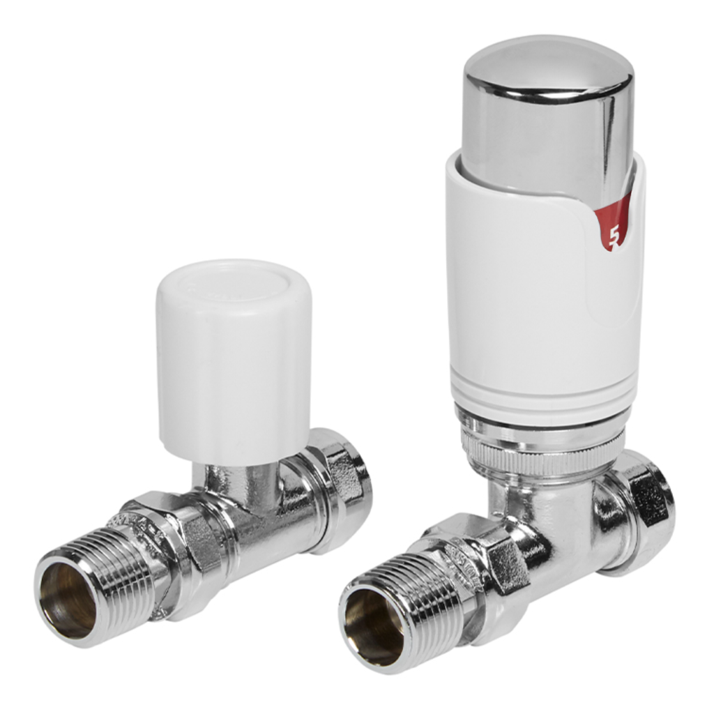 Straight White Valve and Lockshield