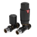 Towelrads Straight TRV and Lockshield in Black