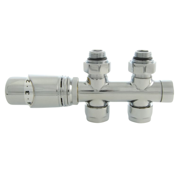 Towelrads Round Twin straight TRV valve chrome - 129018