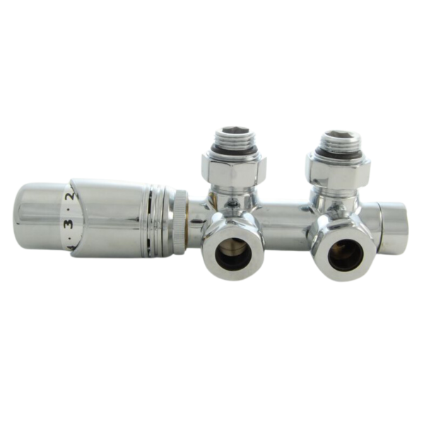 Towelrads Round Twin angled TRV valve chrome - 129021