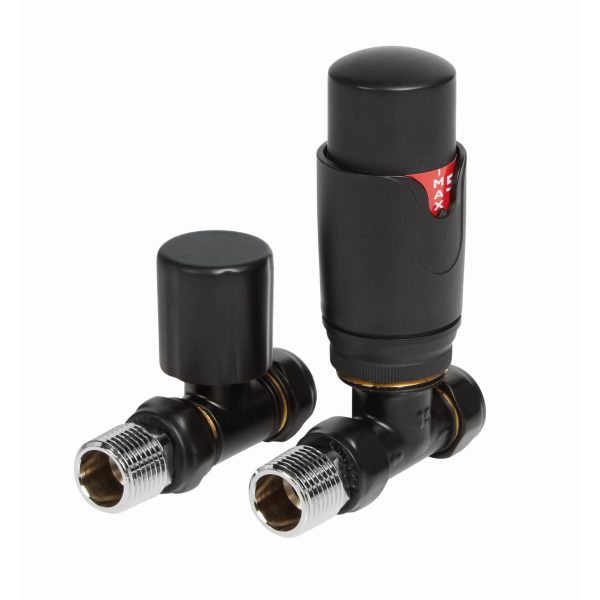 Towelrads Straight TRV and Lockshield in Black