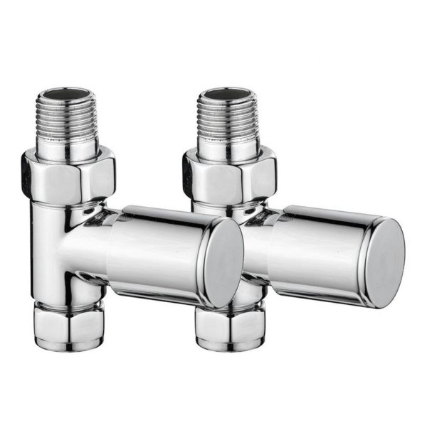 Towelrads Straight Round Manual Valve Set in Chrome - 690027