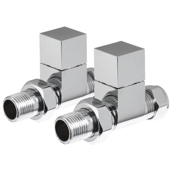 Towelrads Straight Square Manual Valve Set in Chrome - 690030