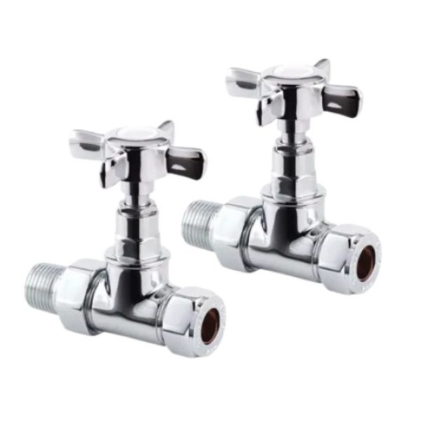 Towelrads Straight Crosshead Valves in Chrome - 690038