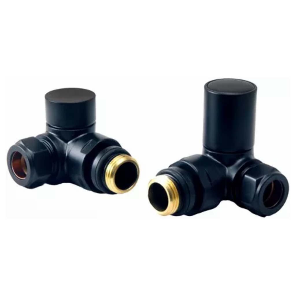 Towelrads round corner manual black valve set - 690040