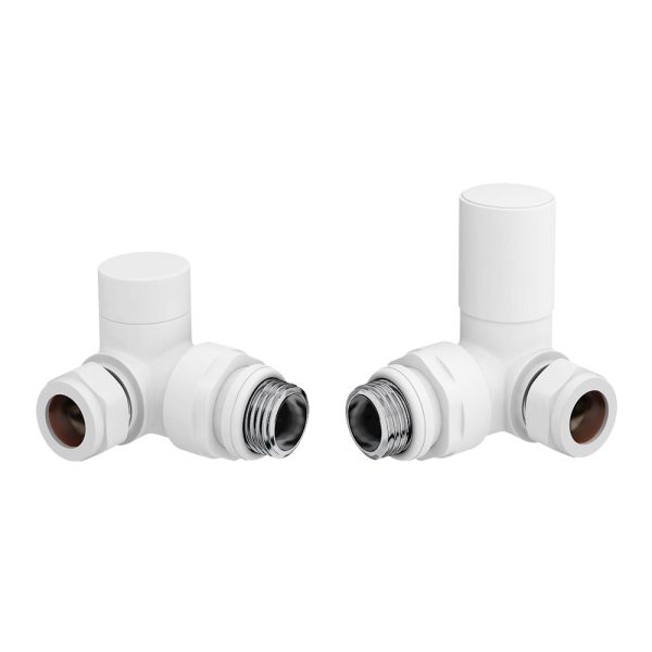 Towelrads Corner Round Manual Valve Set in White - 690087