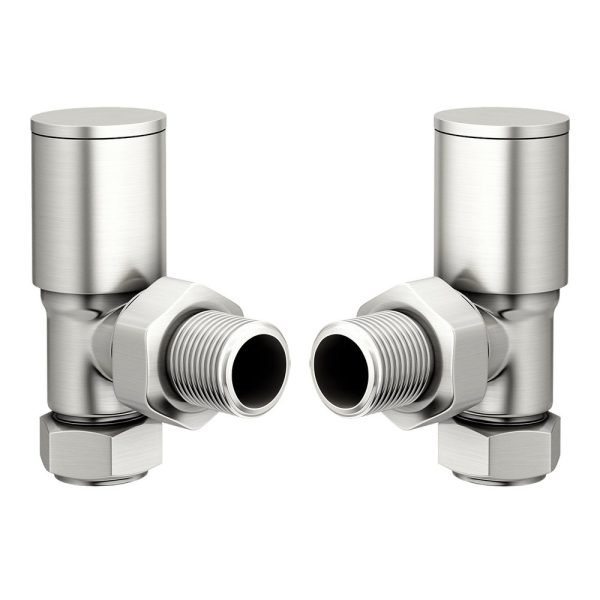 Towelrads Angled Round Manual Valve Set in Satin Brushed Nickel- 690089