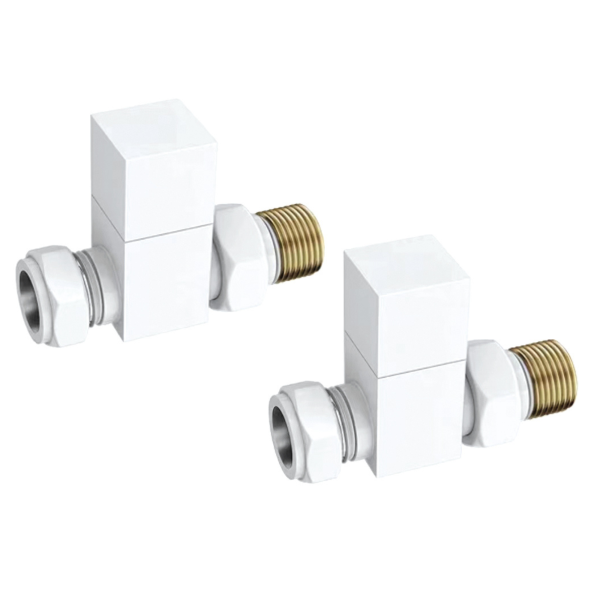 Towelrads Straight Square Manual Valve Set in White - 690160