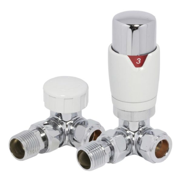 Towelrads Corner TRV and Lockshield in White