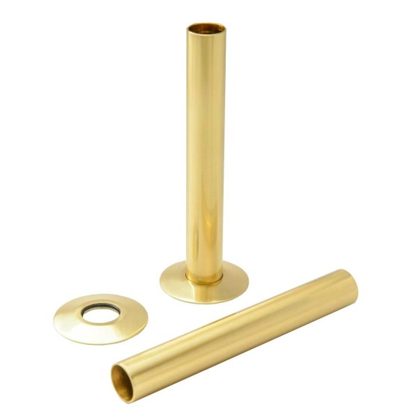 Polished brass pipe sleeve set.