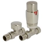 Towelrads TRV Straight Valve and Lockshield - Satin Brushed Nickel