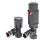 Towelrads TRV Angled Valve and Lockshield - Anthracite