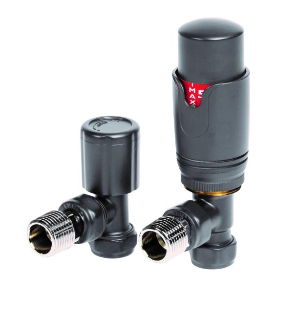 Towelrads Angled TRV Valve Set in Anthracite - 125025