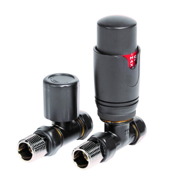 Towelrads Straight TRV Valve Set in Anthracite - 125012