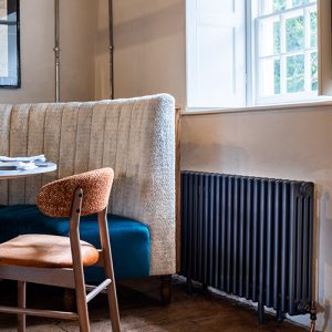 Anthracite multi-column radiator in Blackpool Mill restaurant