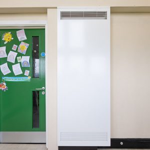 Front on view of Vertical LST Ultra with 2mm protective casing in Primary School hallway
