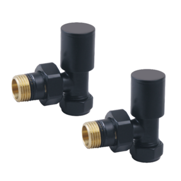 Towelrads round angled manual black valve set - 690039