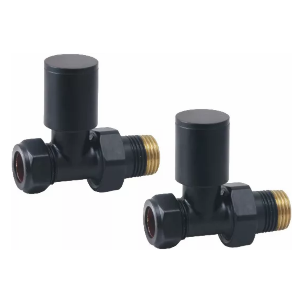 Towelrads round straight manual black valve set - 690041