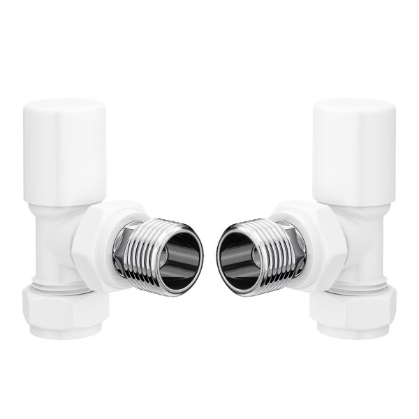 Towelrads Round Angled Manual Valve set in White - 690088