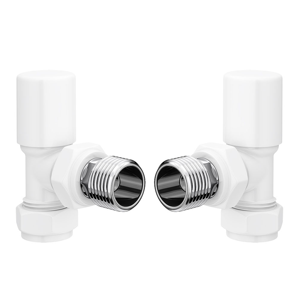 Towelrads round angled manual white valve set - 690086