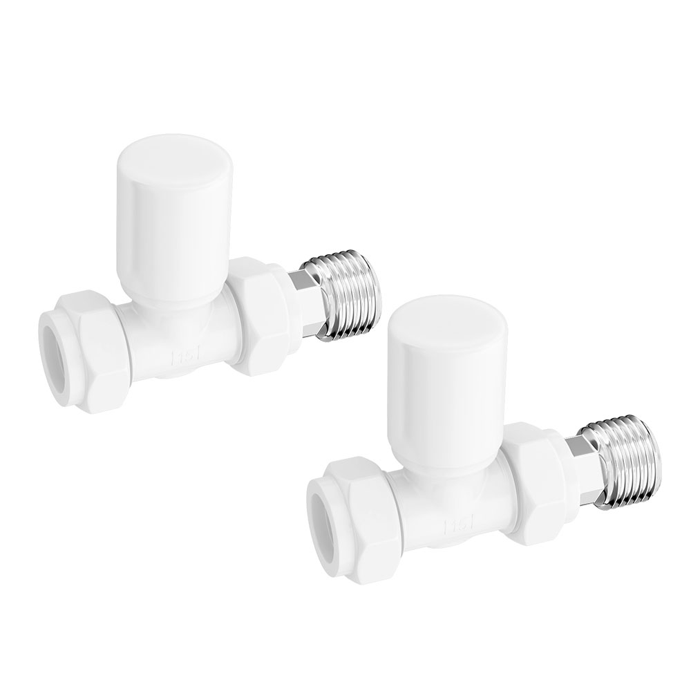 Towelrads round straight manual white valve set - 690088