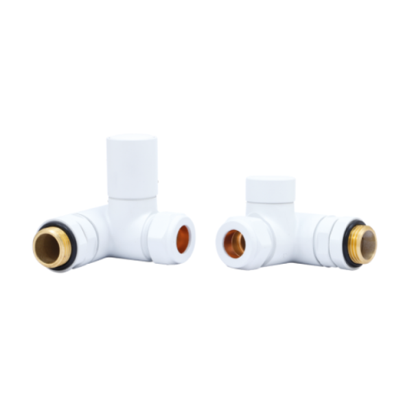 Towelrads Dual Fuel Manual Corner Valve Set in White - 690152