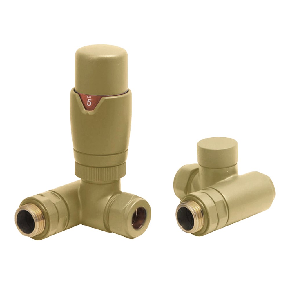 Towelrads corner TRV dual fuel valve in brushed brass - 690196