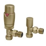 Towelrads Angled TRV Valve set in Brushed Brass - 690198