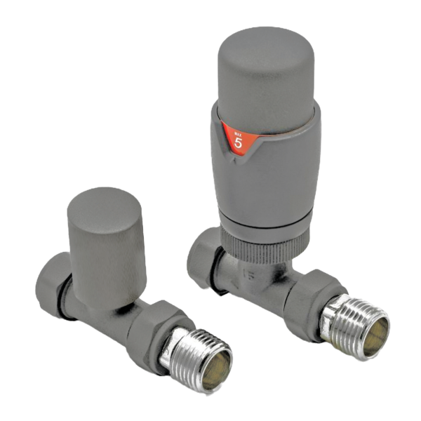 Towelrads Straight TRV Valve set in Basalt Grey - 690199