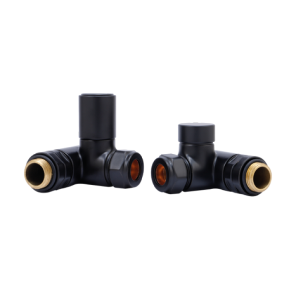 Towelrads Dual Fuel Manual Corner Valve Set in Black - 690250