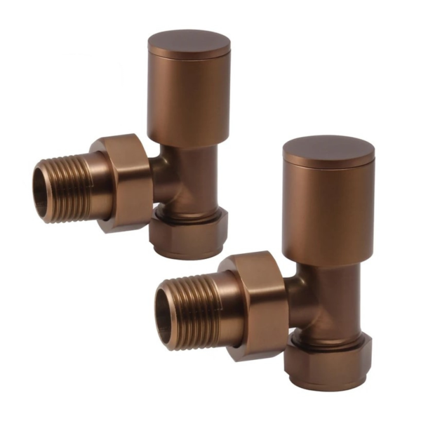 Towelrads Round Angled Manual Valve set in Brushed Bronze - 690363