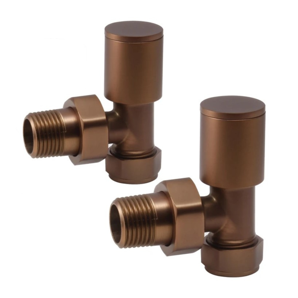 Towelrads round angled manual brushed bronze valve set - 690363