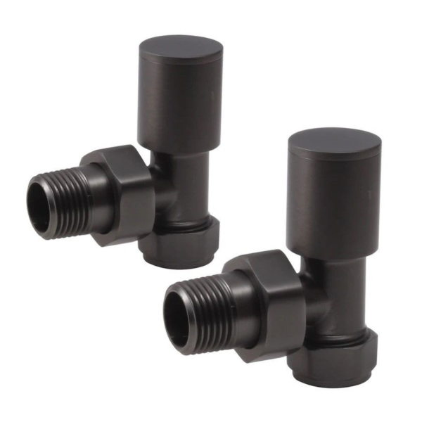 Towelrads Round Angled Manual Valve set in Brushed Gun Metal - 690364