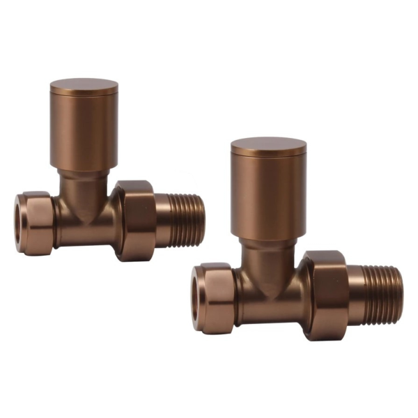 Towelrads Round Straight Manual Valve set in Brushed Bronze - 690365