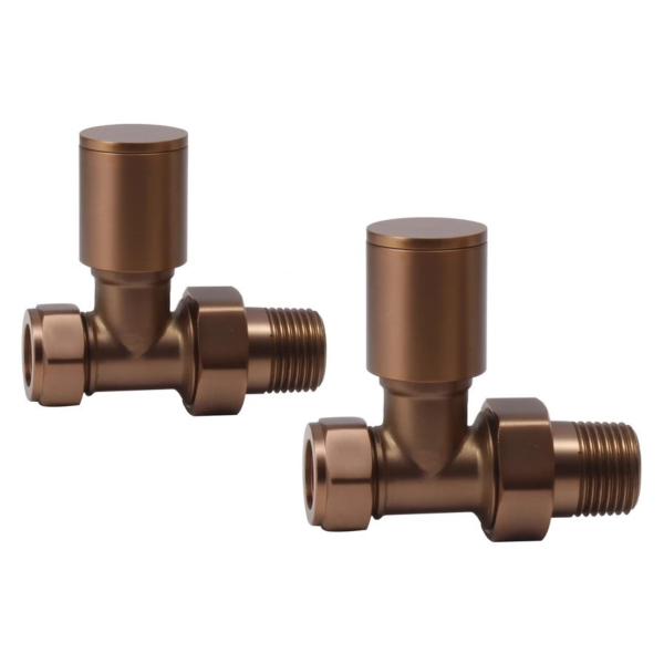 Towelrads round straight manual brushed bronze valve set - 690365