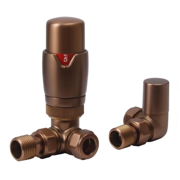 Towelrads Corner TRV Valve set in Brushed Bronze - 690373