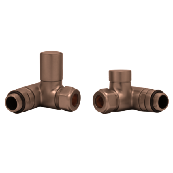 Towelrads Dual Fuel Manual Corner Valve Set in Brushed Bronze - 690379
