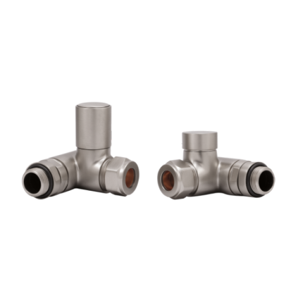 Towelrads Dual Fuel Manual Corner Valve Set in Satin Brushed Nickel - 690385