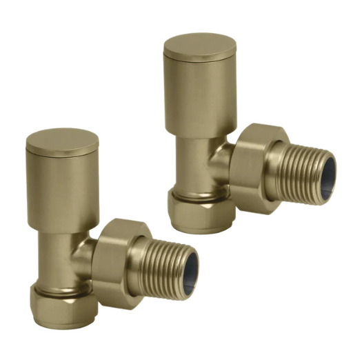 Towelrads round angled manual brushed brass valve set - 690204