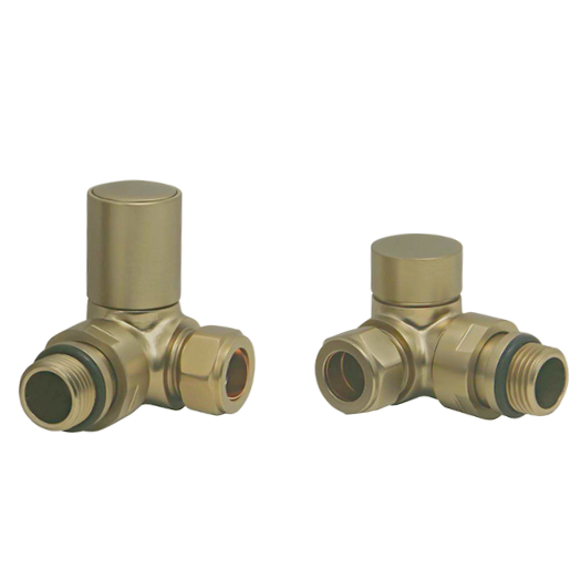 Towelrads round corner manual brushed brass valve set - 690206