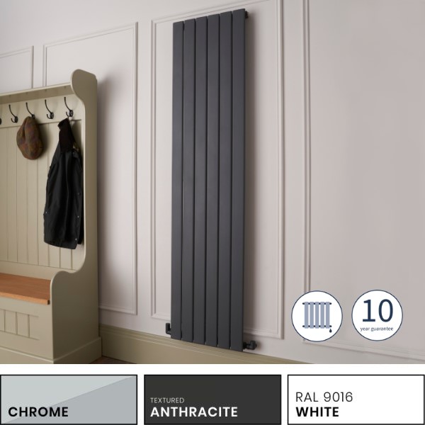 Towelrads Merlo Single Vertical Radiator in Anthracite - 1800mm x 435mm