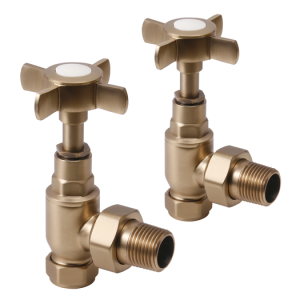 Crosshead Angled Valve And Lockshield - Brushed Brass